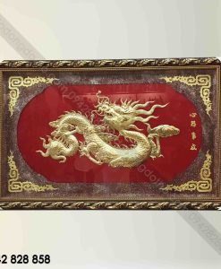 CHỮ TÂM LIỀN TẤM ĐỒNG NỀN NHUNG 1M2