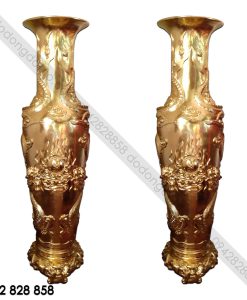 ĐÔI LỌ ĐỒNG ĐỎ RỒNG NỔI 1M2 MẠ VÀNG