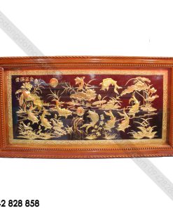 TRANH CỬU NGƯ HOA SEN 1M7 X 90CM