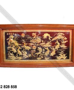 TRANH CỬU NGƯ HOA SEN 1M7 X 90CM
