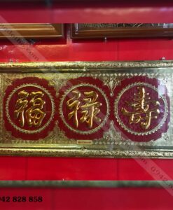 TRANH ĐỒNG PHÚC LỘC THỌ MẠ VÀNG 1M6 X 80CM