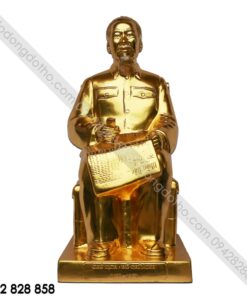 TƯỢNG BÁC HỒ NGỒI ĐỌC BÁO MẠ VÀNG 42CM