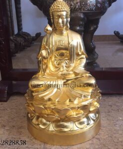 TƯỢNG PHẬT ADIDA ĐỒNG ĐỎ CAO 60CM THIẾP VÀNG 9999