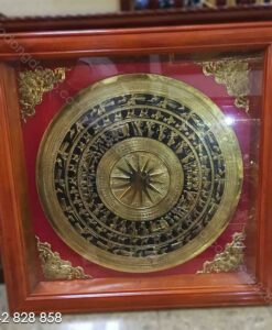 TRANH MẶT TRỐNG ĐỒNG ĐỒNG VÀNG SƠN ĐEN 60x60cm