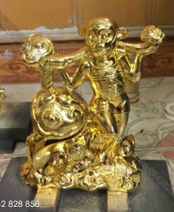 TƯỢNG KHỈ CẦM GẬY NHƯ Ý MẠ VÀNG