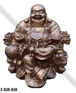 TƯỢNG THẦN TÀI ĐỒNG ĐỎ NGỒI GHẾ RỒNG 80CM