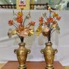 LỌ HOA ĐỒNG ĐỎ KHẢM BẠC TAM KHÍ + SEN ĐỒNG