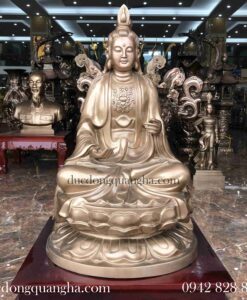 TƯỢNG PHẬT THẾ CHÍ BỒ TÁT ĐỒNG ĐỎ CAO 90CM