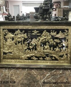 TRANH VINH QUY BÁI TỔ 1M70 DÁT VÀNG 9999 KHUNG ĐỒNG