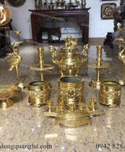 BỘ ĐỈNH ĐỒNG ĐỎ RỒNG NỔI 60 VÀ PHỤ KIỆN THIẾP VÀNG 9999