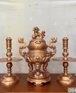 BỘ ĐỈNH ĐỒNG ĐỎ RỒNG NỔI CAO 60CM