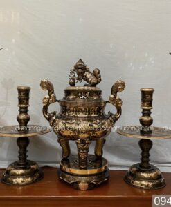 BỘ ĐỈNH ĐỒNG ĐỎ HOA SÒI CAO 60CM CẠO MÀU