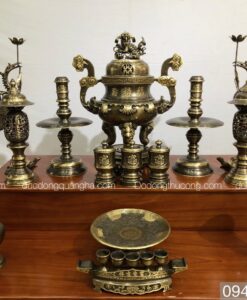 BỘ ĐỈNH ĐỒNG VÀNG HOA SÒI CAO 60CM HAI CÔNG NGHỆ