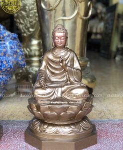 TƯỢNG PHẬT THÍCH CA NGỒI SEN MÀU ĐỒNG ĐỎ