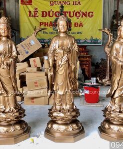 TƯỢNG TAM THÁNH ĐỨNG MÀU ĐỒNG ĐỎ