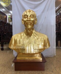 TƯỢNG BÁC HỒ BÁN THÂN CAO 90CM THẾP VÀNG 9999