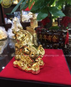 TRÂU GIÁP NGỌC MẠ VÀNG 24K
