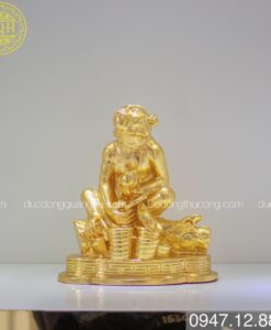 KHỈ TIỀN NGỒI CÀNH CỦI DÁT VÀNG 9999
