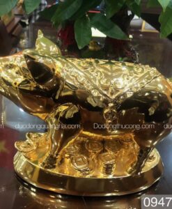 LỢN ĐỨNG TIỀN MẠ VÀNG 24K