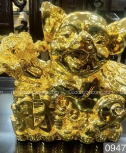 LỢN ÔM HOA CẢI MẠ VÀNG 24K