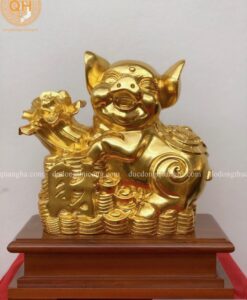 LỢN ÔM HOA CẢI DÁT VÀNG 9999
