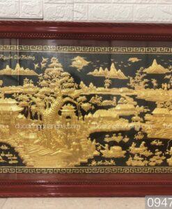 TRANH CỘI NGUỒN QUÊ HƯƠNG DÁT VÀNG 9999