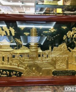 TRANH THÁP PHỐ MINH THẾ KỈ XIV DÁT VÀNG 9999