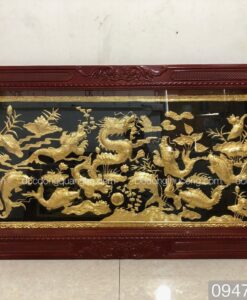 TRANH CỬU NGƯ QUẦN HỘI DÁT VÀNG 9999