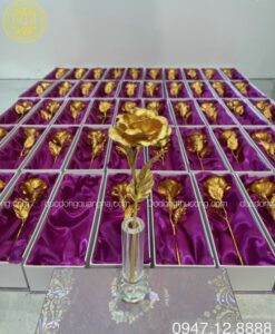 BÔNG HOA HỒNG MẠ VÀNG 24K