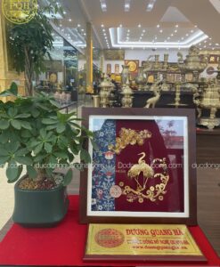 TRANH QUÀ TẶNG HẠC MẠ VÀNG 24K