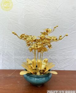 CHẬU LAN 5 CÀNH MẠ VÀNG 24K