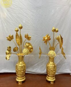 LỌ HOA + BÓ SEN THẾP VÀNG 9999