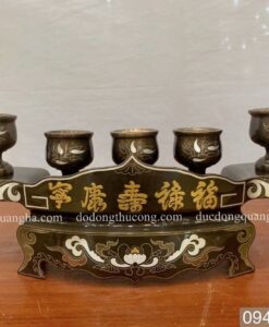 NGAI 5 CHÉN ĐỒNG ĐỎ KHẢM NGŨ SẮC