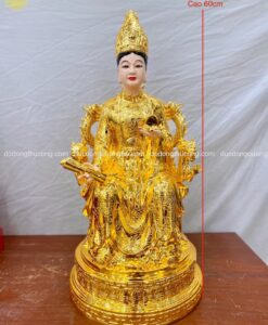 TƯỢNG MẪU CỬU TRÙNG THIÊN CAO 60CM MẠ VÀNG