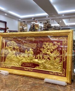 TRANH MỪNG THỌ KÍCH THƯỚC 2,3M*1,2M DÁT VÀNG 9999
