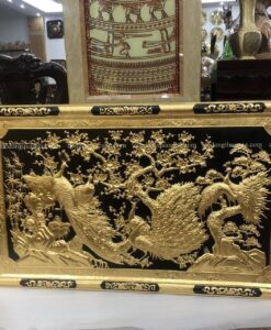 TRANH NGỌC ĐƯỜNG PHÚ QUÝ KHUNG ĐỒNG 1M7X90 DÁT VÀNG 9999