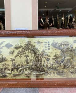 TRANH VINH QUY BÁI TỔ 2,3M XƯỚC GIẢ CỔ KHUNG GỖ GỤ