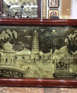 TRANH THÁP PHỐ MINH THẾ KỈ XIV DÁT VÀNG GIẢ CỔ