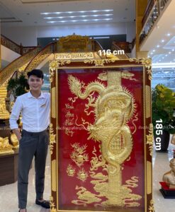 TRANH RỒNG CUỘN THIẾP VÀNG 9999