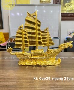 THUYỀN BUỒM ĐÚC ĐỒNG ĐỎ THIẾP VÀNG 9999