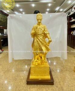 TƯỢNG TRẦN HƯNG ĐẠO CAO 1M2 ĐỒNG ĐỎ THIẾP VÀNG 9999