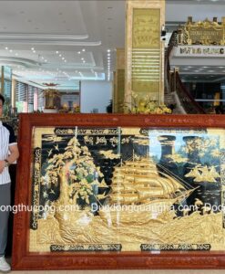 TRANH THUẬN BUỒM XUÔI GIÓ 2,36X1,55M THIẾP VÀNG 9999