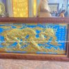 TRANH RỒNG 2M3 THIẾP VÀNG 9999 KHUNG GỖ GỤ
